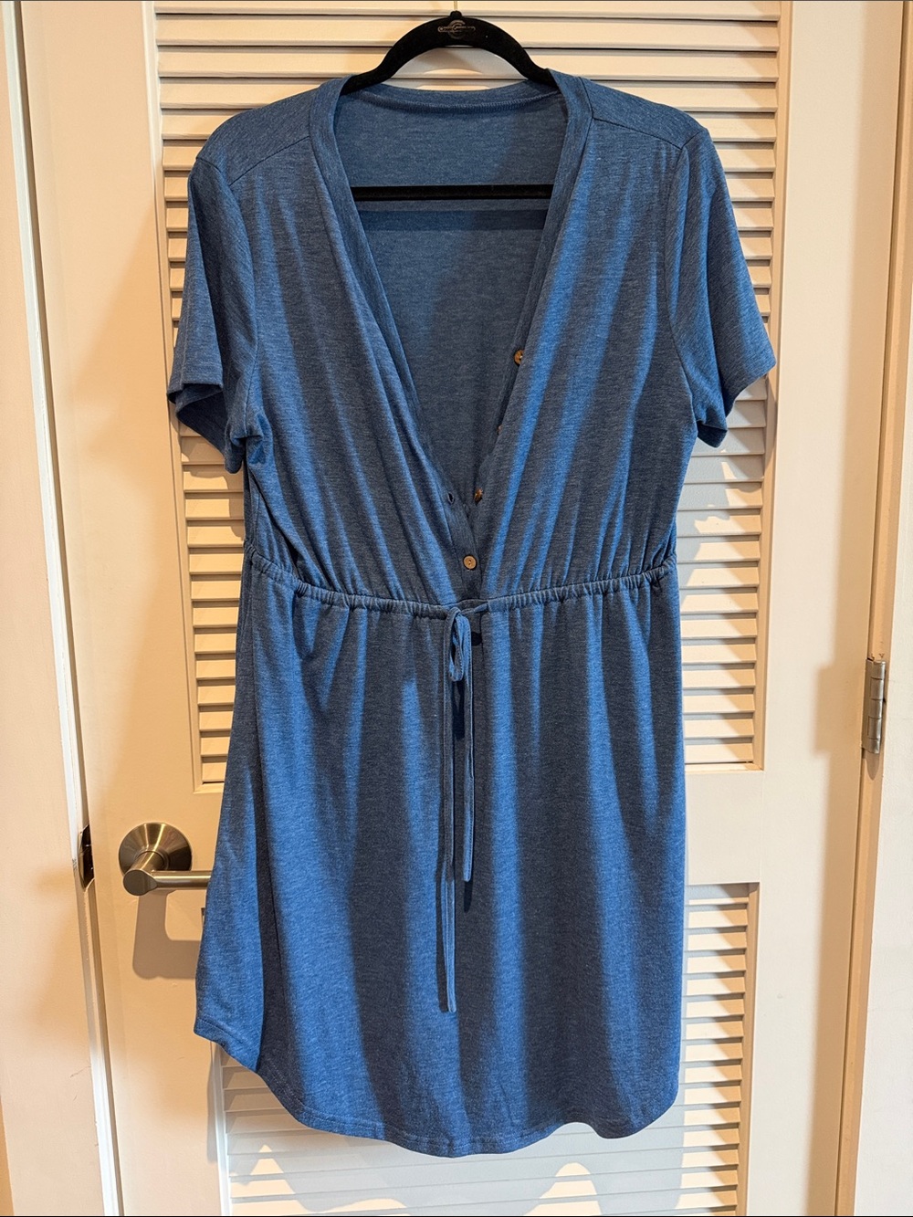 SHEIN Blue Short Sleeve Drawstring Mini Dress